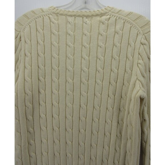 Ralph Lauren Polo Sweater Medium Cream Pullover Cable Knit Pony - Picture 8 of 11